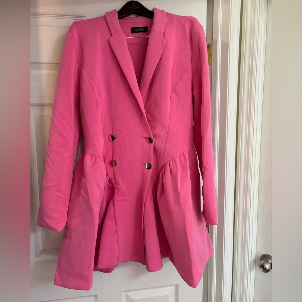 AKIRA Pink Blazer Double-Breasted Suit Jacket